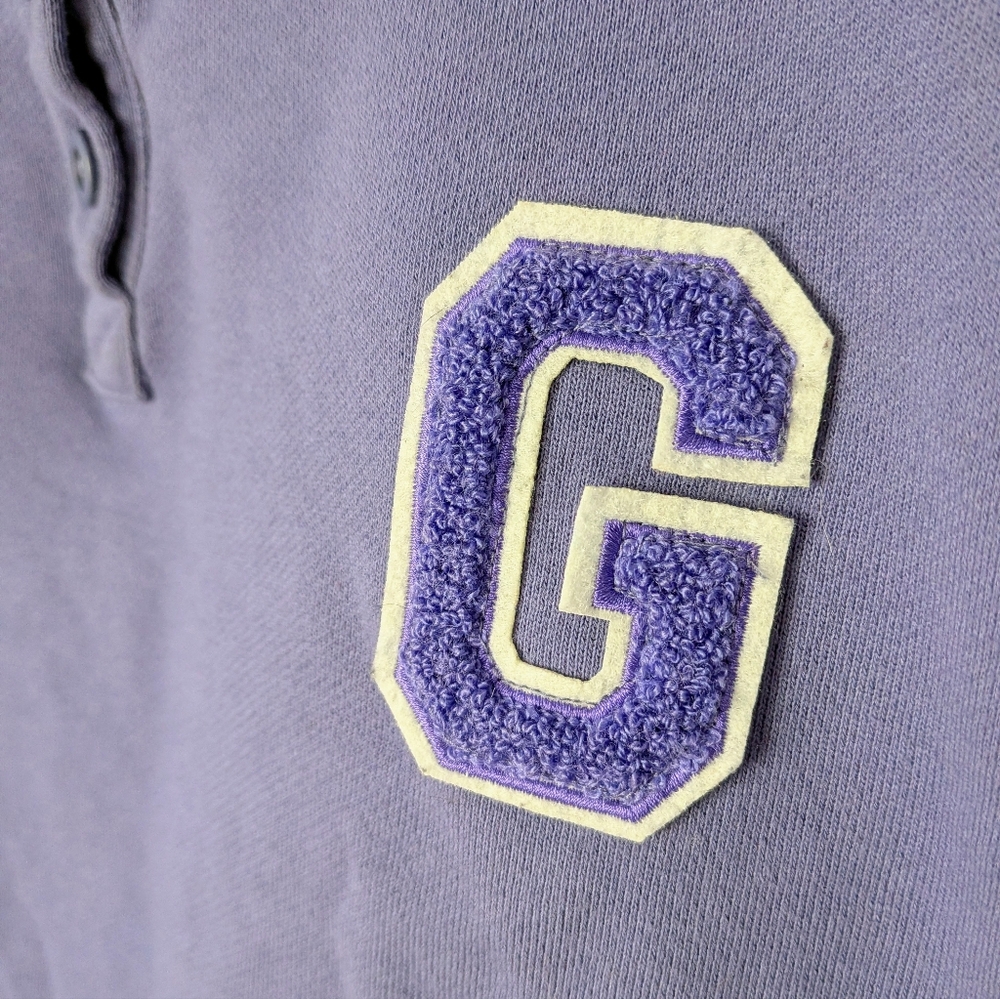 Girl Crush Purple Cropped Sweatshirt S Organic Cotton Varsity G Preppy NWOT #140 - Picture 3 of 6